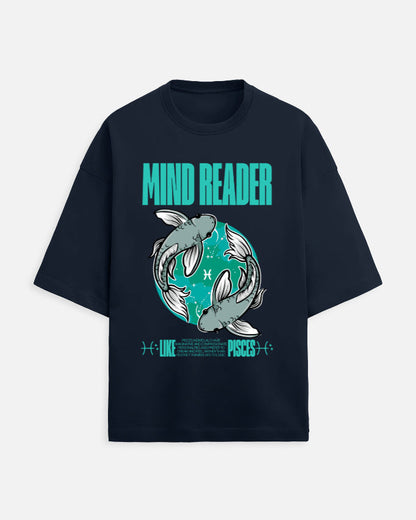 Black t-shirt with 'Mind Reader' and astrological design on a white background