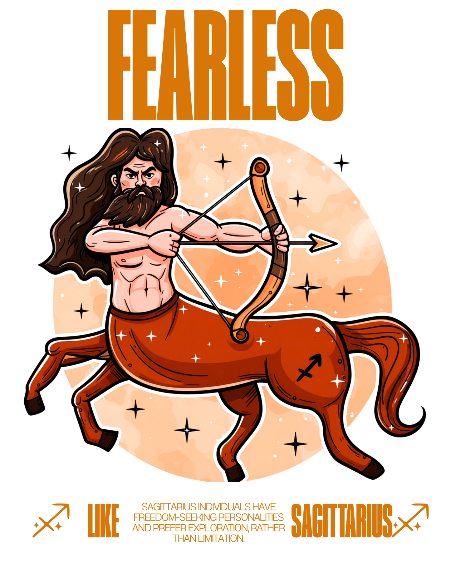 Sagittarius zodiac sign illustration with archer on a beige background