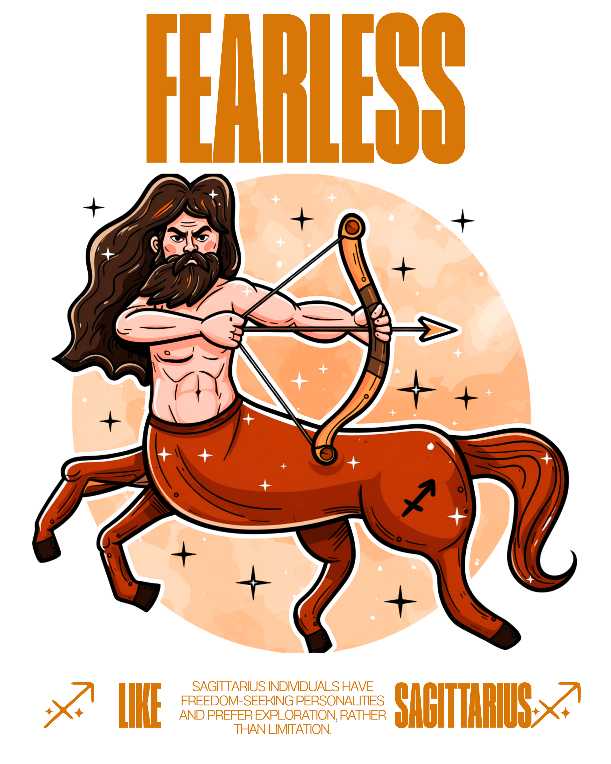 Sagittarius zodiac sign illustration with archer on a beige background