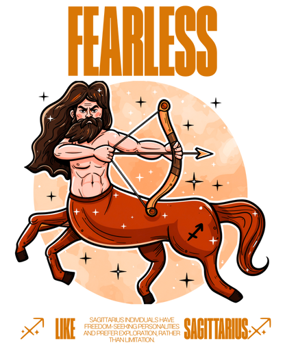 Sagittarius zodiac sign illustration with archer on a beige background
