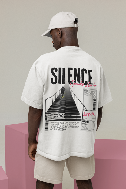 Silence Speaks Louder - White Unisex Terry Oversized Tee