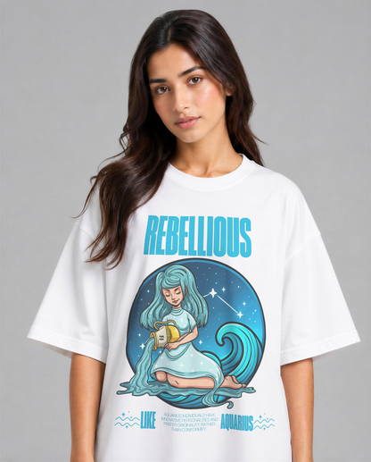 Aquarius - White Unisex Oversized Tee