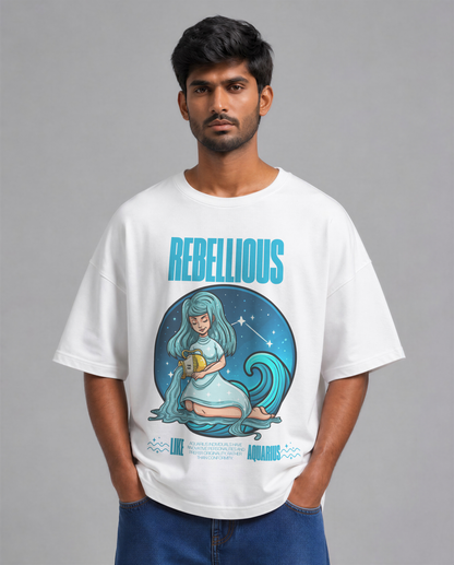 Aquarius - White Unisex Oversized Tee