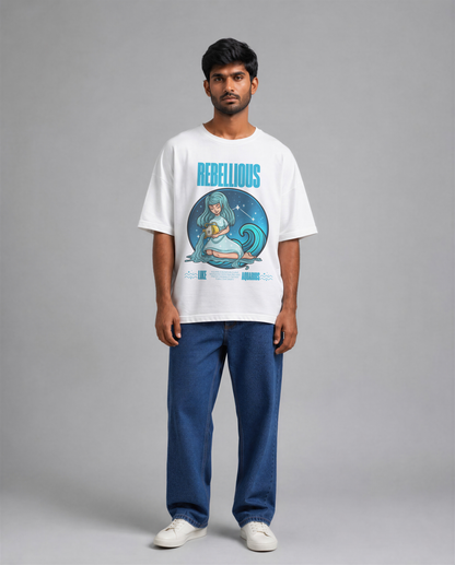 Aquarius - White Unisex Oversized Tee